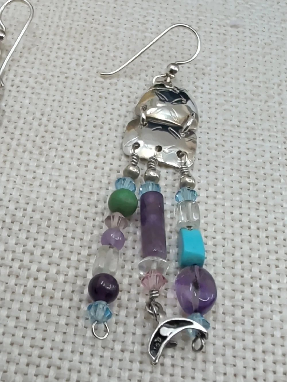 Signed Sterling Silver Dolphin Artisan Chandelier Earrings FL Keys 1990s - Picture 8 of 17